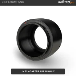 Walimex pro T2 Adapter kompatibel mit Nikon Z - 60 x 60 x 40 mm - Adapterring mit manuellem Fokus, einfache Handhabung, Objektiv-Anschlussring kompatibel mit Nikon Z6, Z7, Z50 etc.