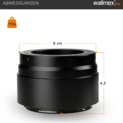 Walimex pro T2 Adapter kompatibel mit Nikon Z - 60 x 60 x 40 mm - Adapterring mit manuellem Fokus, einfache Handhabung, Objektiv-Anschlussring kompatibel mit Nikon Z6, Z7, Z50 etc.