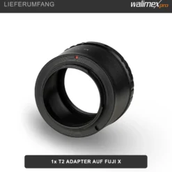 Walimex pro T2 Adapter kompatibel mit Fuji X - 60 x 60 x 40 mm - Adapterring mit manuellem Fokus, einfache Handhabung, Objektiv-Anschlussring für X-T10, X-T20, X-T1, X-T2, X-E2, X-E3