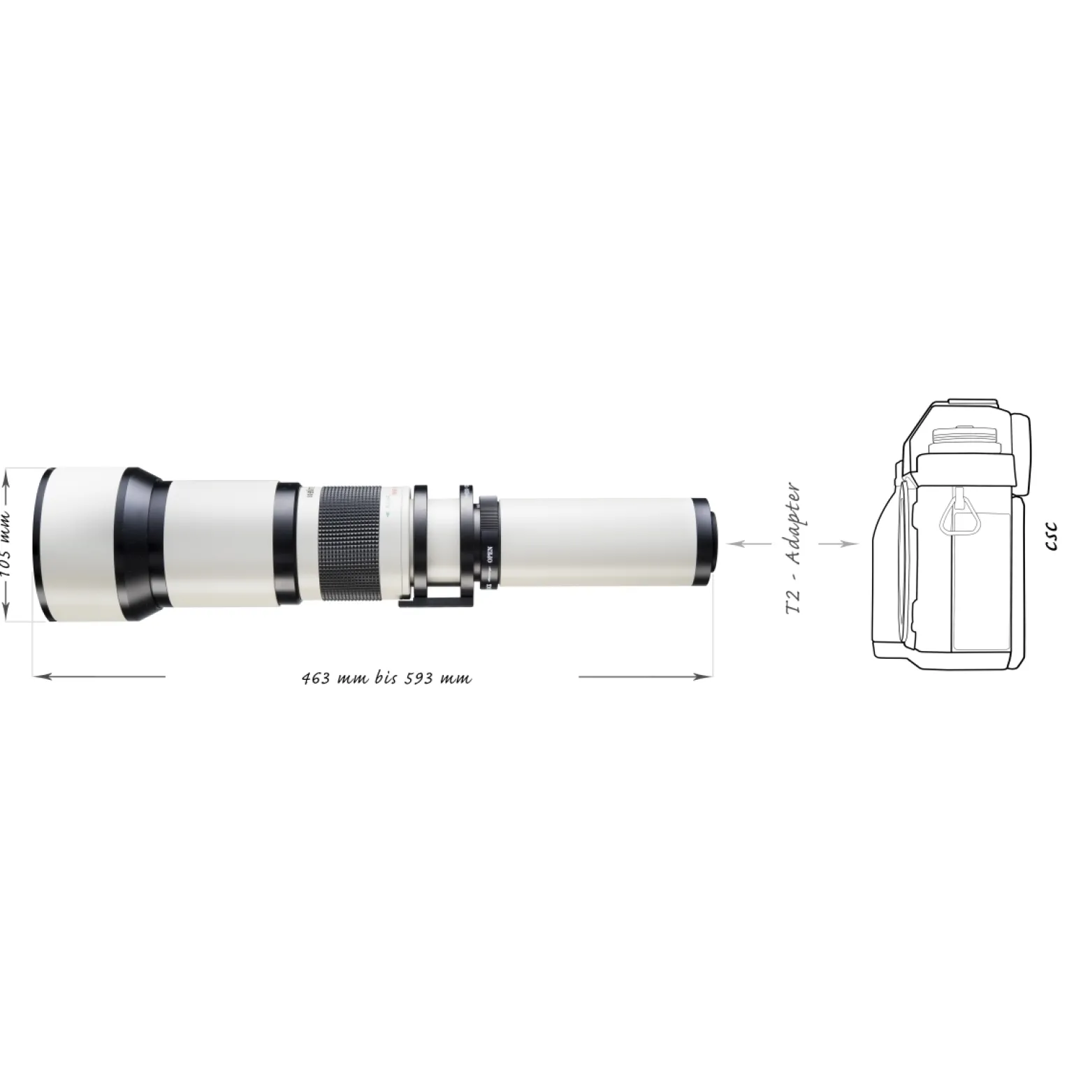 Walimex pro Teleobjektiv 650-1300mm 1:8-16 CSC kompatibel mit Canon RF Objektivbajonett - Manueller Fokus, Zoom-Teleobjektiv für Vollformat & APS-C Sensor - Metall, inkl Aufbewahrungstasche, Deckeln