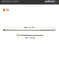Walimex pro Teleskop Hintergrundstange 120-307 cm Länge bis 6 kg belastbar, Hintergrundsystem Teleskopstange für Fotohintergrund, ideal für Stoffhintergründe, für Fotostudio und Mobil