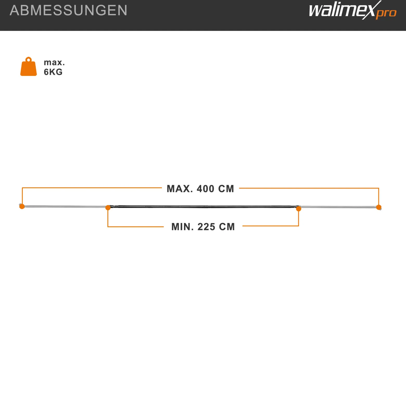 Walimex pro Teleskop Hintergrundstange 225-400 cm Länge bis 6 kg belastbar, Hintergrundsystem Teleskopstange für Fotohintergrund, ideal für Stoffhintergründe, für Fotostudio und Mobil