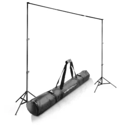 Walimex pro Teleskop Hintergrundsystem XL 225-400 cm breit, Fotohintergrund System 102-256 cm hoch, Lampenstativ 5/8'' Spigot, für Fotografie, Video u. Green Screen, für Leinwände aus Papier u. Stoff
