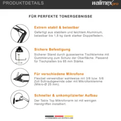 Walimex pro 360° Tischmikrofonarm mit Pop Filter & Windschutz, Mikrofonhalter mit 3/8