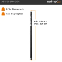 Walimex pro Tonangel MicPipe und Handstativ - 900 x 40 x 40 mm / max. Länge 3 m - mit 3/8