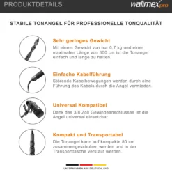 Walimex pro Tonangel MicPipe und Handstativ - 900 x 40 x 40 mm / max. Länge 3 m - mit 3/8