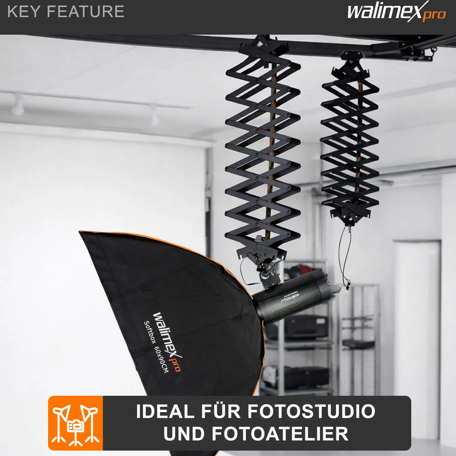 Walimex pro Träger für Deckenschienensystem - 100 x 65 x 10 mm - zur einfachen Deckenbefestigung Deckenmontage - für Schienen System für Lampen Lichtquellen Kameras Studio Equipment