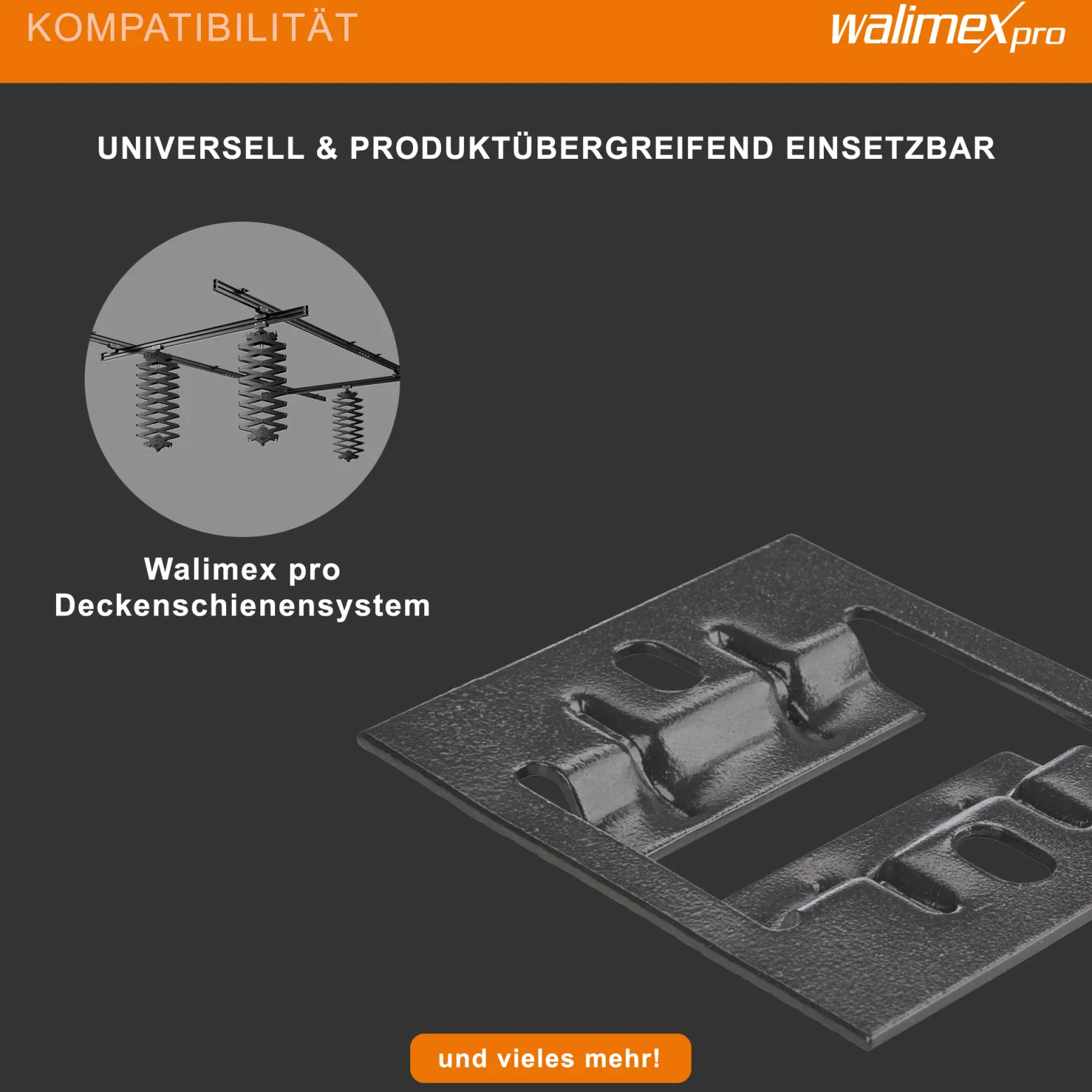 Walimex pro Träger für Deckenschienensystem - 100 x 65 x 10 mm - zur einfachen Deckenbefestigung Deckenmontage - für Schienen System für Lampen Lichtquellen Kameras Studio Equipment