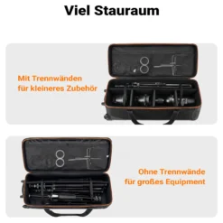Walimex pro Trolley Studiotasche – Größe L – 1100 x 365 x 290 mm – Großräumig & gepolstert – für Studioequipment, 2-in-1 Funktion mit kugelgelagerten Rollen – Stativtasch, Kameratasche