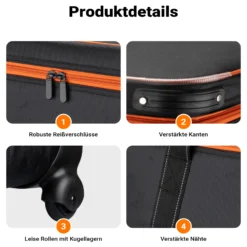 Walimex pro Trolley Studiotasche – Größe L – 1100 x 365 x 290 mm – Großräumig & gepolstert – für Studioequipment, 2-in-1 Funktion mit kugelgelagerten Rollen – Stativtasch, Kameratasche
