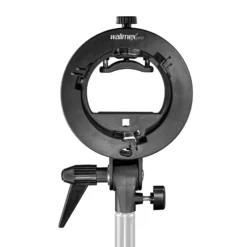 Walimex pro Universal Systemblitzhalter S-Type - Verstellbar 25-52,8 mm - für Systemblitze, Kompaktblitze, ideal für Softboxen, Reflektoren, Beauty Dish, Reflexschirme - schwarz