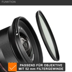 Walimex pro UV-Filter Slim MC 52mm - Schutz vor UV-Strahlen und Verschmutzung, Hochwertige Mehrschichtvergütung, mit äußerst dünner, gering auftragender Metallfassung, Inkl. Schutzhülle