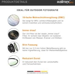 Walimex pro UV-Filter Slim Super DMC 67mm - besonders hochwertiger UV Filter Objektivfilter, Slim – nur 2,5 mm,16x Super DMC Vergütung, für Objektivschutz und brilliante Farben, mit Box