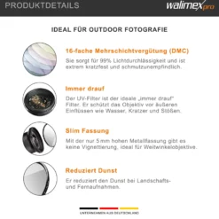 Walimex pro UV-Filter Slim Super DMC 58mm - besonders hochwertiger UV Filter Objektivfilter, Slim – nur 2,5 mm,16x Super DMC Vergütung, für Objektivschutz und brilliante Farben, mit Box