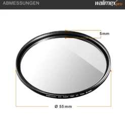 Walimex pro UV-Filter Slim Super DMC 55mm - besonders hochwertiger UV Filter Objektivfilter, Slim – nur 2,5 mm,16x Super DMC Vergütung, für Objektivschutz und brilliante Farben, mit Box