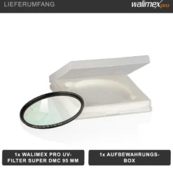 Walimex pro UV-Filter Slim Super DMC 95mm - besonders hochwertiger UV Filter Objektivfilter, Slim – nur 2,5 mm,16x Super DMC Vergütung, für Objektivschutz und brilliante Farben, mit Box