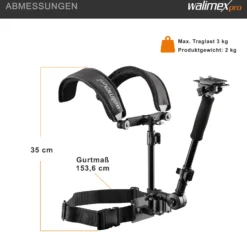 Walimex pro Video Schulterstativ für Kamera & Camcorder - Ergonomisch, Anpassbar & Komfortabel - Inklusive Schnellwechselplatte & Zoomring