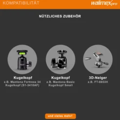 Walimex pro WAL-1983 Carbon-Pro-Einbeinstativ - 330 x 33 x 33 mm - max. Höhe 185 cm - max. Traglast ca. 5 kg - Monopod mit Spike, Schnellverschlüssen - Reisestativ Travelstativ passend für Kameras