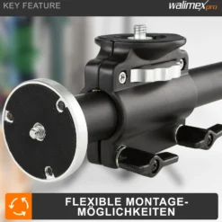Walimex pro WT-628 Auslegearm 60 cm, Kamera Slider bis 4 Geräte montierbar, für Fotostativ mit 2x 3/8'' und 2x 1/4'' Gewinde, vielseitig einsetzbar im Fotostudio