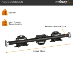 Walimex pro WT-628 Auslegearm 60 cm, Kamera Slider bis 4 Geräte montierbar, für Fotostativ mit 2x 3/8'' und 2x 1/4'' Gewinde, vielseitig einsetzbar im Fotostudio