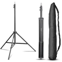 Walimex pro WT-803 Lampenstativ 2er-Set höhenverstellbar bis 208 cm, Lichtstativ aus Aluminium mit Tasche + Adapter, Studiostativ max. Traglast 3,5 kg, Blitzstativ für Studio und Mobil