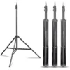 Walimex pro WT-803 Lampenstativ 4er-Set höhenverstellbar bis 208 cm, Lichtstativ aus Aluminium mit Tasche + Adapter, Studiostativ max. Traglast 3,5 kg, Blitzstativ für Studio und Mobil
