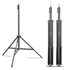 Walimex pro WT-803 Lampenstativ 3er-Set höhenverstellbar bis 208 cm, Lichtstativ aus Aluminium mit Tasche + Adapter, Studiostativ max. Traglast 3,5 kg, Blitzstativ für Studio und Mobil