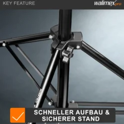Walimex pro WT-803 Lampenstativ höhenverstellbar bis 208 cm, Lichtstativ aus Aluminium mit Tasche + Adapter, Studiostativ max. Traglast 3,5 kg, Blitzstativ für Studio und Mobil