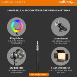 Walimex pro WT-803 Lampenstativ höhenverstellbar bis 208 cm, Lichtstativ aus Aluminium mit Tasche + Adapter, Studiostativ max. Traglast 3,5 kg, Blitzstativ für Studio und Mobil