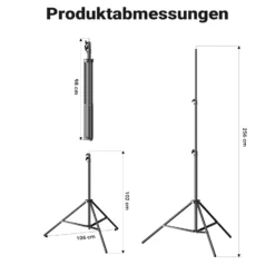 Walimex pro WT-806 Lichtstativ + Sandsack Set, Fotostativ bis 256 cm mit Federdämpfung und befüllbarer Gewichtssack