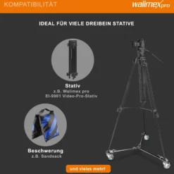 Walimex pro WT-600 Stativwagen für Dreibein- und Lampenstative, Transport Wagen Aluminium bis 10 kg Traglast, Stativ Zubehör für Studiofotografie