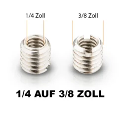 Walimex pro 10x Gewindeadapter 1/4 Zoll auf 3/8 Zoll, hochwertiger Gewinde Adapter aus Edelstahl, passend für ältere Kameras und Stativgewinde