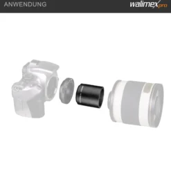 Walimex pro 2x Konverter T2 - 50 x 50 x 52 mm - mit mehrfachvergüteten Glaslinsen - Telekonverter zur Verdoppelung des Zoombereichs - Zubehör Foto Studio Objektive