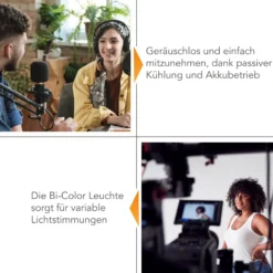 Walimex pro 2x LED Niova 100-F Pro 100 W Bi-Color Flächenleuchte mit 2x Lampenstativ, dimmbare Videoleuchte, Studioleuchte mit weichem Licht, Fotolicht mit Fernbedienung