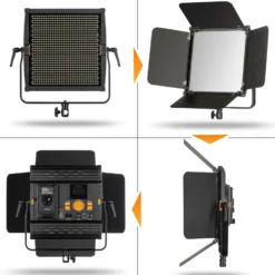 Walimex pro 2x LED Niova 100-F Pro 100 W Bi-Color Flächenleuchte mit 2x Lampenstativ, dimmbare Videoleuchte, Studioleuchte mit weichem Licht, Fotolicht mit Fernbedienung