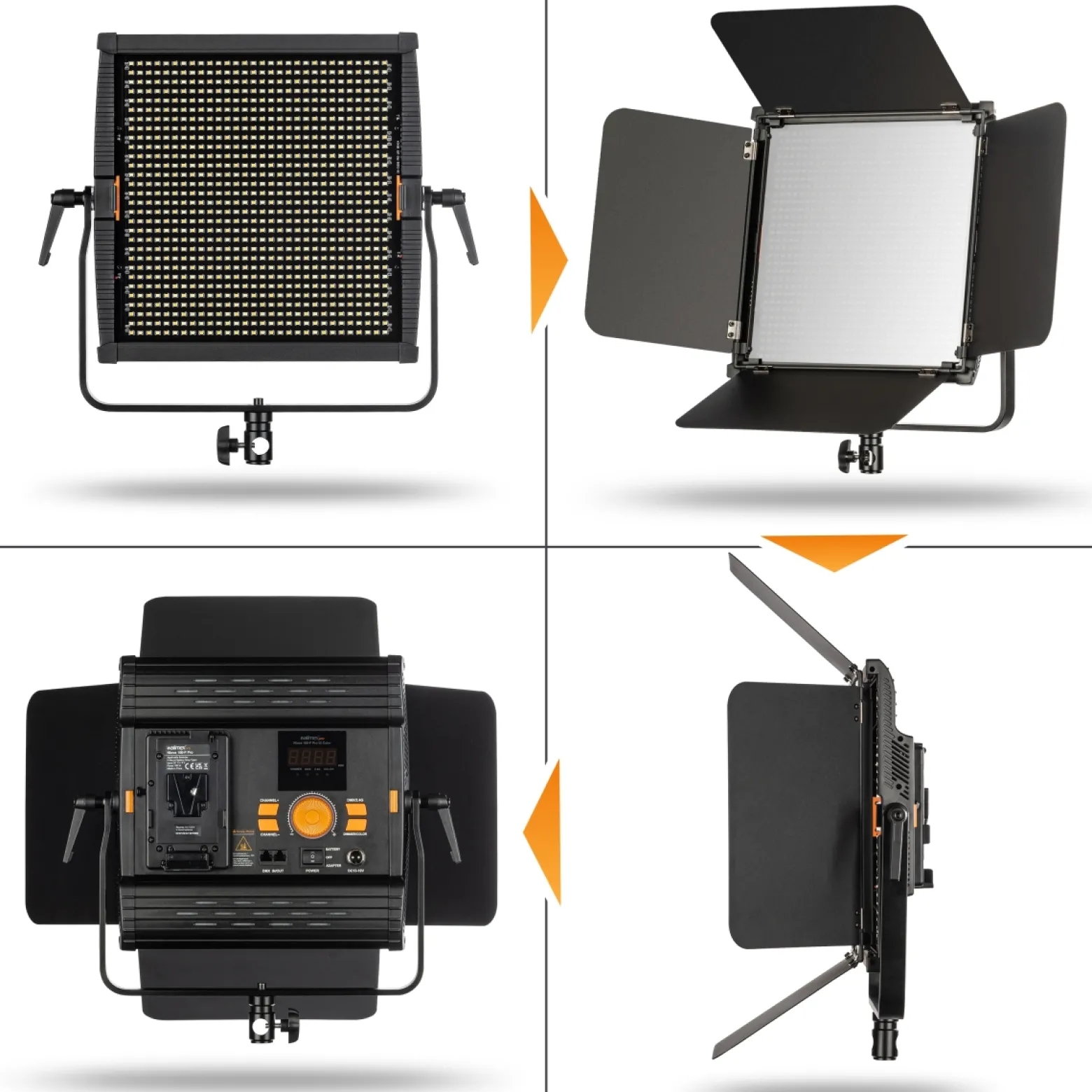Walimex pro 3x LED Niova 100-F Pro 100 W Bi-Color Flächenleuchte mit 3x Lampenstativ, dimmbare Videoleuchte, Studioleuchte mit weichem Licht, Fotolicht mit Fernbedienung