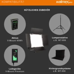 Walimex pro 3x LED Rainbow Flächenleuchte mit 3x Lampenstativ, RGBWW Flächenlicht 100 W, Bi-Color Videoleuchte, Studioleuchte per App steuerbar, Studio-Beleuchtung mit Effektgenerator