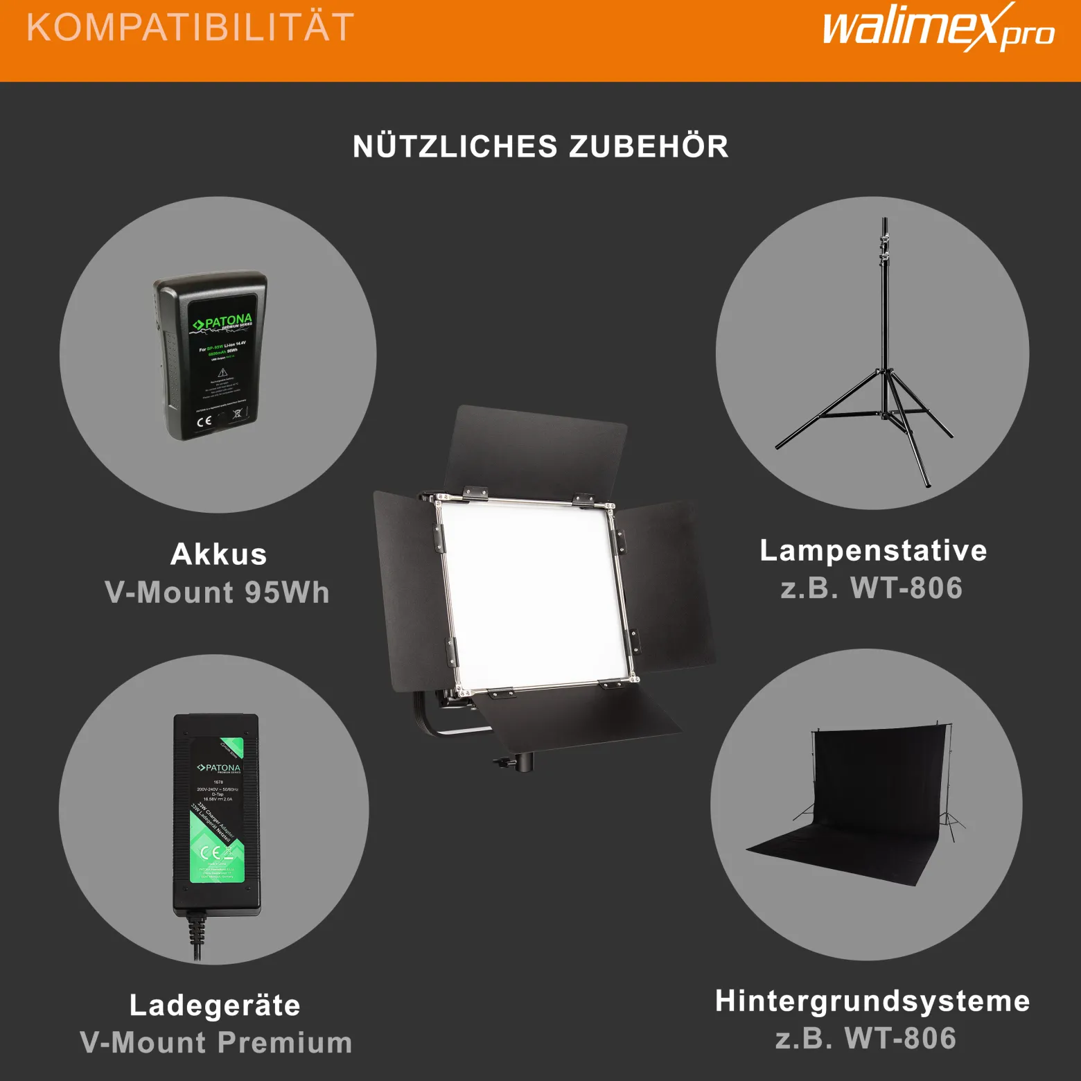 Walimex pro 3x LED Rainbow Flächenleuchte mit 3x Lampenstativ, RGBWW Flächenlicht 100 W, Bi-Color Videoleuchte, Studioleuchte per App steuerbar, Studio-Beleuchtung mit Effektgenerator