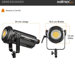 Walimex pro 2x Niova Plus 500 Daylight Set, dimmbare LED Videoleuchte 500 W, Videolicht mit Bowens-Reflektor & Soft Diffusor, Studiolicht mit COB-LED-Technologie