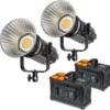 Walimex pro 2x Niova Plus Daylight Studioleuchte 350 W, dimmbare LED Videoleuchte, Videolicht mit Bowens-Reflektor & Soft Diffusor, Studiolicht mit COB-LED-Technologie