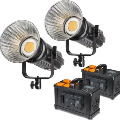 Walimex pro 2x Niova Plus Daylight Studioleuchte 350 W, dimmbare LED Videoleuchte, Videolicht mit Bowens-Reflektor & Soft Diffusor, Studiolicht mit COB-LED-Technologie