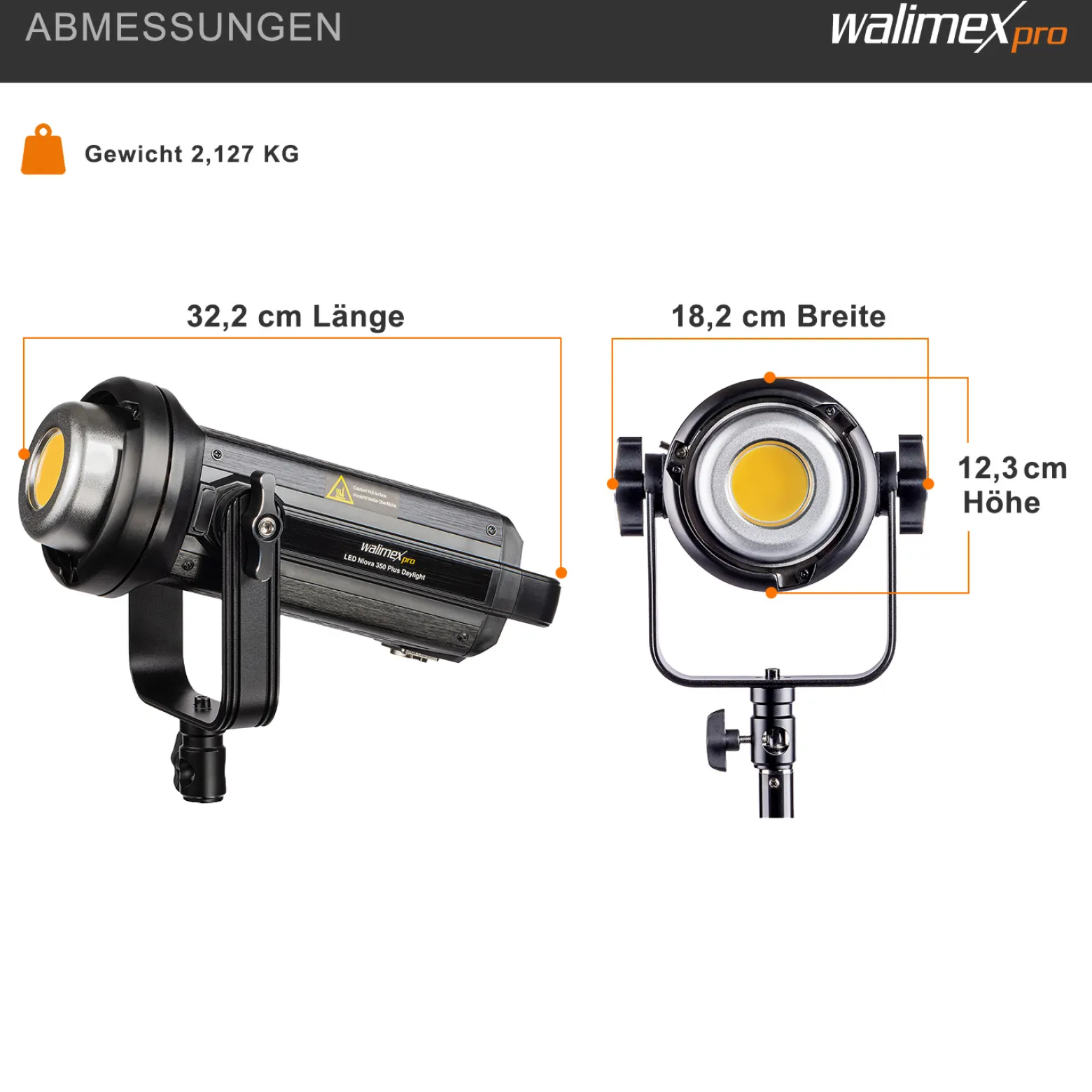 Walimex pro 2x Niova Plus Daylight Studioleuchte 350 W, dimmbare LED Videoleuchte, Videolicht mit Bowens-Reflektor & Soft Diffusor, Studiolicht mit COB-LED-Technologie