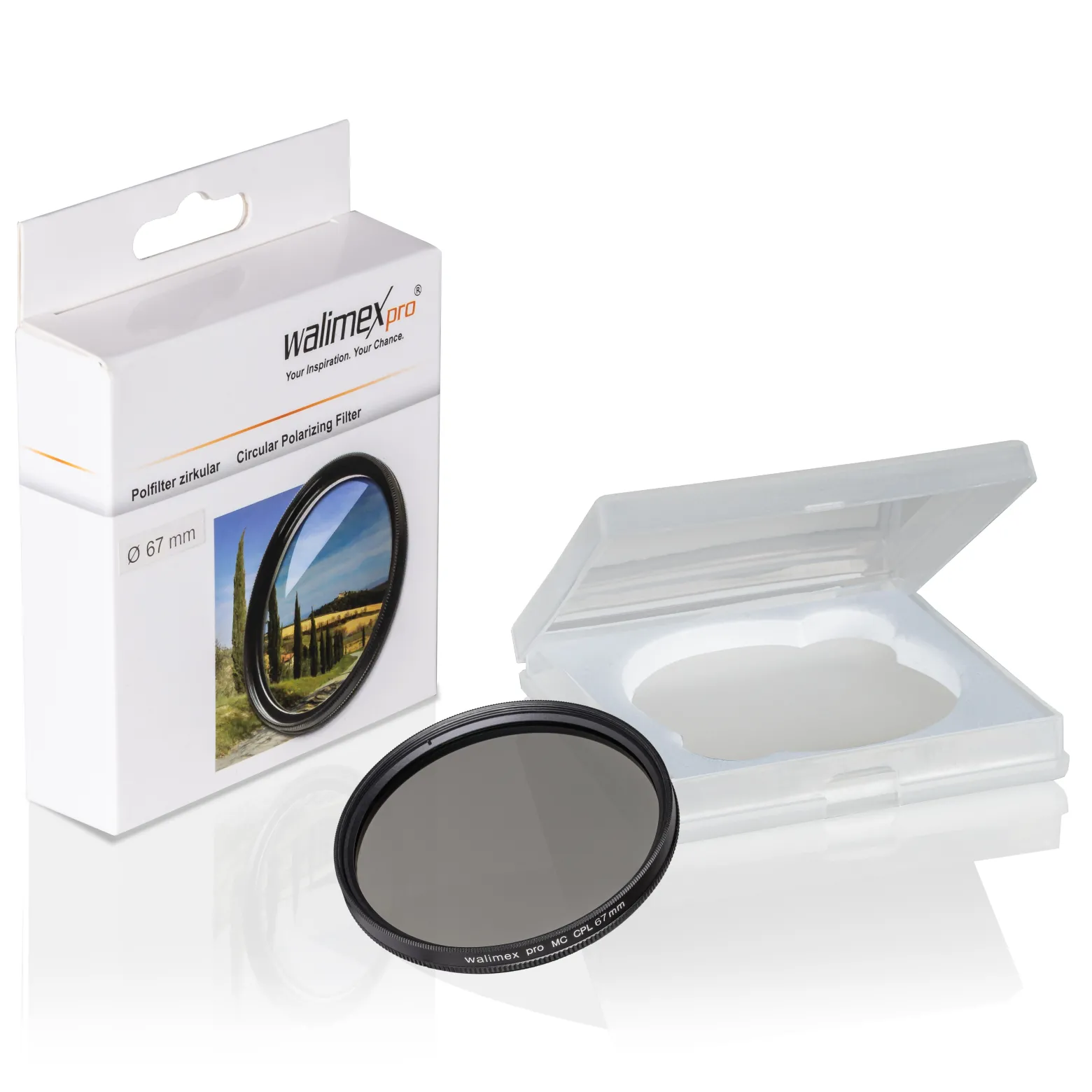 Walimex pro Zirkularer Polfilter MC - Ø 67 mm - mehrfach vergütet - mit Schutzhülle, reduziert Reflexionen, verstärkt Kontraste und Farbsättigung - ideal für die Landschaftsfotografie