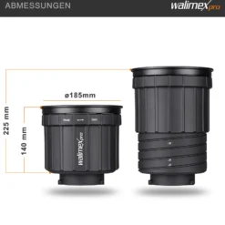 Walimex pro Zoomspot Vorsatz 2X Bowens Mount, stufenlos verstellbares Spotlicht von 12° bis 40° für LEDs bis 350W, hitzebeständig bis 100°C