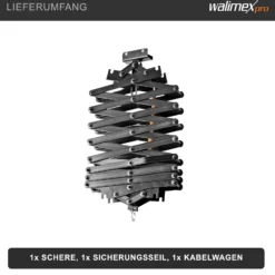 Walimex Schere für Deckenschienensystem - 300 x 100 x 400 mm - stufenlos ausziehbar ca. 30-200 cm - Last max. 6000 g - für Schienen System für Lampen Lichtquellen Kameras Studio Equipment