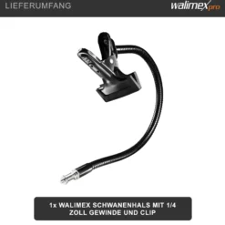 Walimex Schwanenhals mit 1/4 Zoll Gewinde und Clip, 53 cm flexibel biegbar, Klemme bis 5 cm Spannweite, für Kompaktblitz, Kamera und Reflektor, ideal für TableTop und Makro