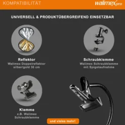 Walimex Schwanenhals mit 1/4 Zoll Gewinde und Clip, 53 cm flexibel biegbar, Klemme bis 5 cm Spannweite, für Kompaktblitz, Kamera und Reflektor, ideal für TableTop und Makro