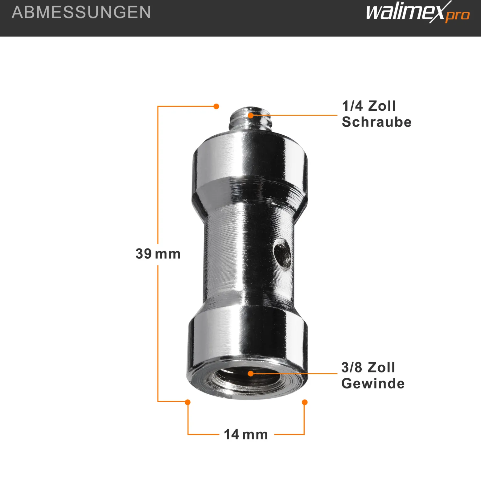 Walimex Set 2x Spigot Gewinde Adapter 1/4 Zoll auf 3/8 Zoll – Gewindeadapter für Kamera Zubehör und Stativ – Fotostudio Fotoshootings Fotografie