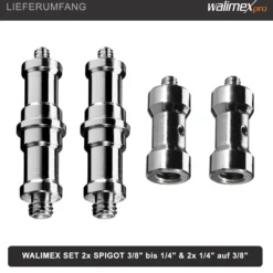 Walimex Set 2x Spigot Gewinde Adapter 3/8 Zoll bis 1/4 Zoll und 2x Spigot Gewinde Adapter 3/8 Zoll auf 1/4 Zoll– Gewindeadapter für Kamera Zubehör und Stativ – Fotostudio Fotoshootings Fotografie