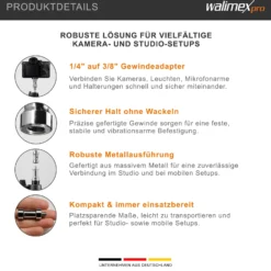 Walimex Set 3x Spigot Gewinde Adapter 1/4 Zoll auf 3/8 Zoll – Gewindeadapter für Kamera Zubehör und Stativ – Fotostudio Fotoshootings Fotografie